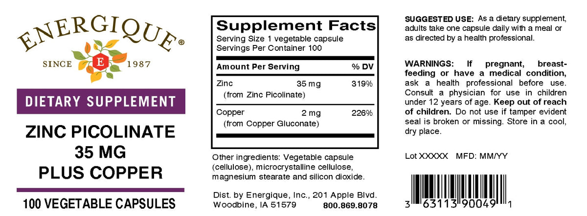 EQ - Zinc Picolinate 35 MG Plus Copper