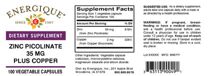 EQ - Zinc Picolinate 35 MG Plus Copper